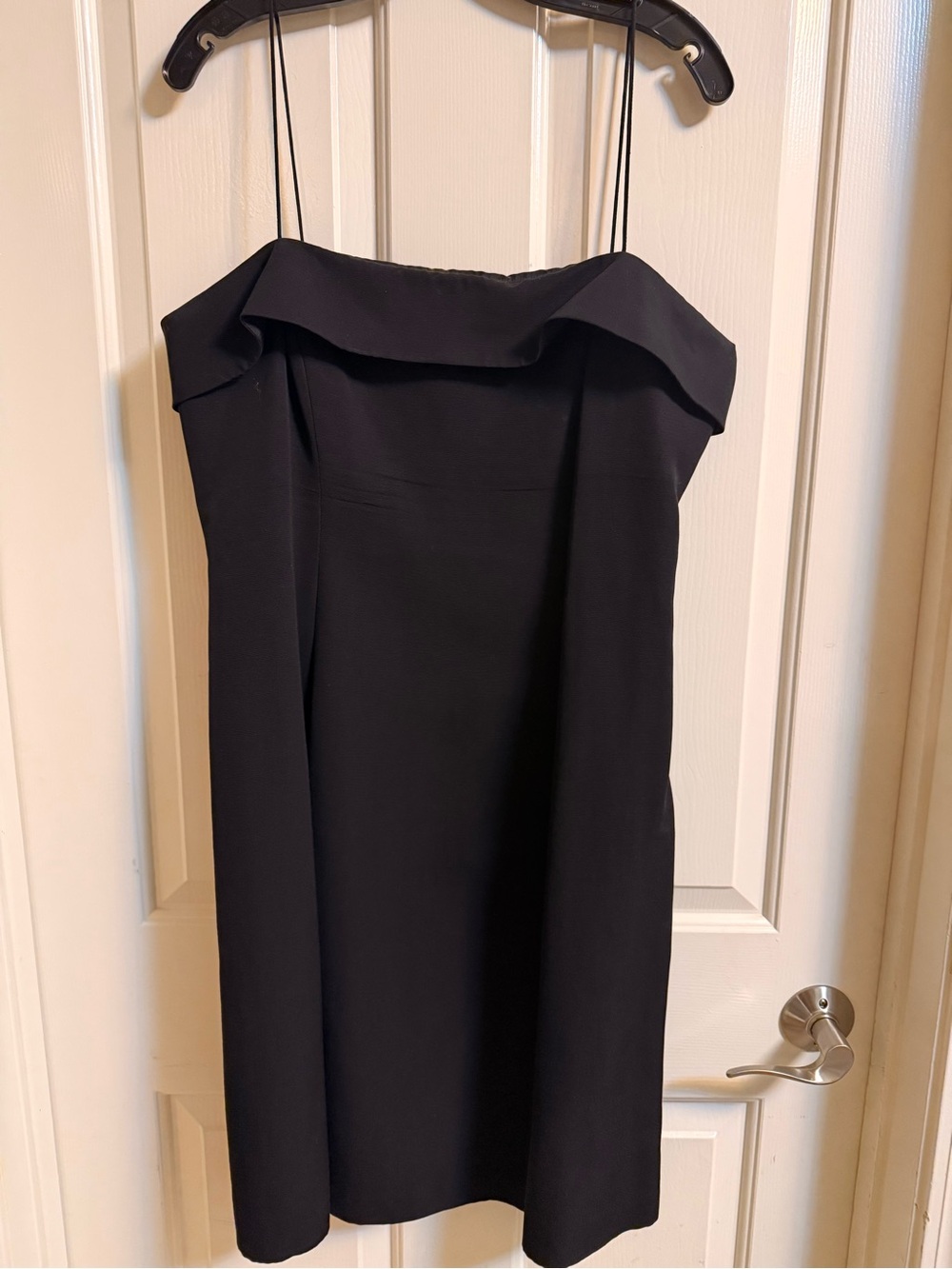 Ellen Tracy Black Strapless Fold-Over Neckline Dress